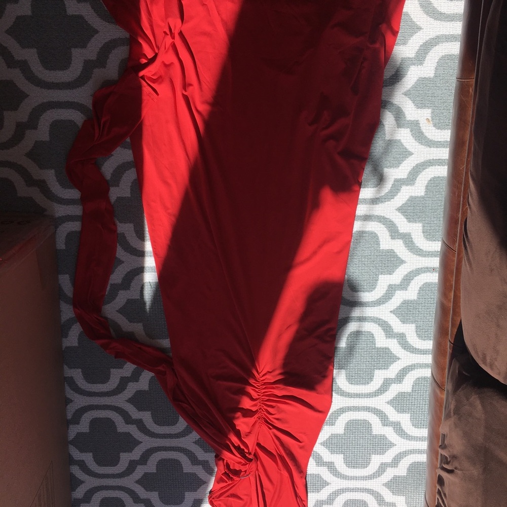 S (4) Red One Shoulder Maxi backless Dress Gown Formal - Picture 6 of 13